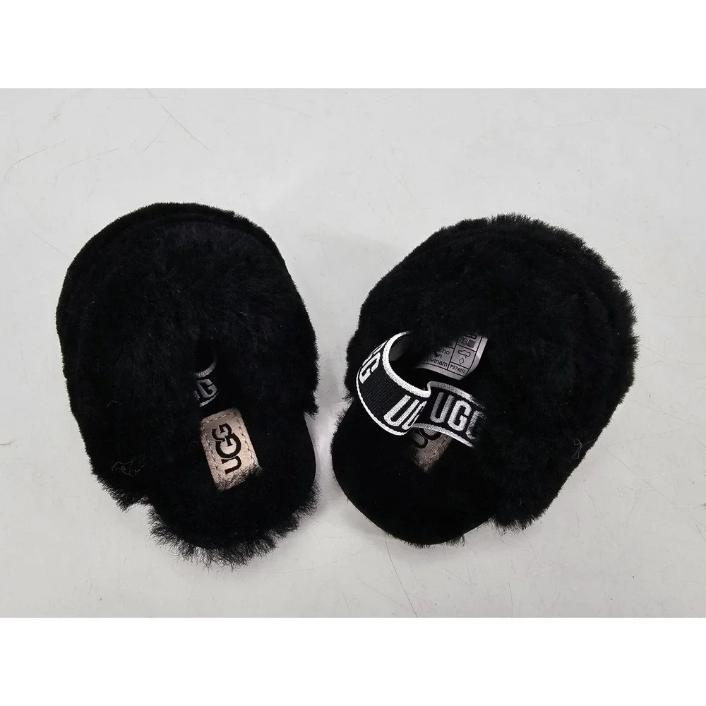 UGG Black Fluff Yeah Slide Shoes 10985771 Baby Infant size US 02-03 EUR 18‎